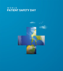 World patient safety day, patient safety day Design for social media post. 3D Illustration.