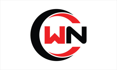 WN initial letter circle icon gaming logo design vector template. batman logo, sports logo, monogram, polygon, war game, symbol, playing logo, abstract, fighting, typography, minimal, wings logo, sign