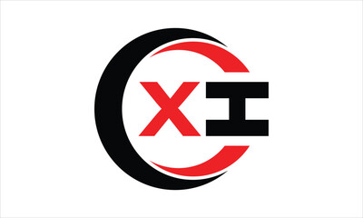 XI initial letter circle icon gaming logo design vector template. batman logo, sports logo, monogram, polygon, war game, symbol, playing logo, abstract, fighting, typography, minimal, wings logo, sign