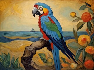 Fototapeta premium blue and yellow macaw