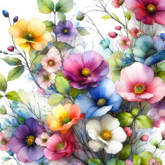 Piękna kwiatowa tapeta, sezon wiosenny, dekoracja generative ai - obrazy, fototapety, plakaty