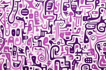 Repeated colorful pattern of abstract line-based glyphs background design, copy space and space for text