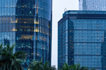 Modern Corporate Towers Gleaming at Dusk