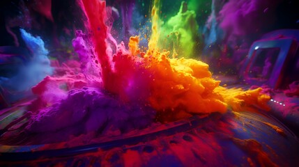 Colorful explosion of paint in water. Abstract background. 3d rendering