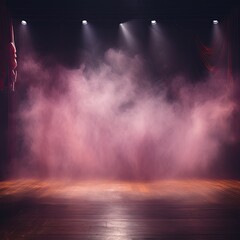 Smoky gray Light Shapes in the Dark,on the empty stage