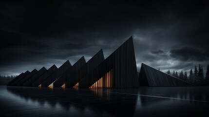 Triangular Structures Floating on Lake