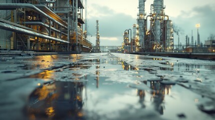 Newly constructed factory in the background