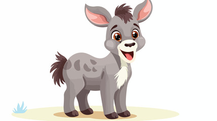 Adorable Happy Donkey Smiling Flat vector 