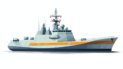 Aegisequipped destroyer Flat vector isolated on white - obrazy, fototapety, plakaty