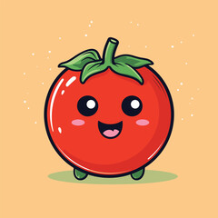 A charming red tomato character with a beaming smile