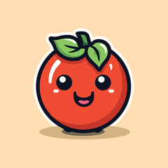 A charming red tomato character with a beaming smile