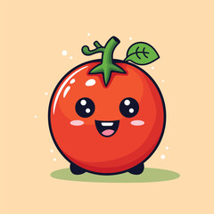 A charming red tomato character with a beaming smile