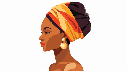 African woman adult icon flat vector. Business work.