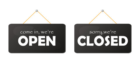 Signboard design open and closed door for shop, supermarket,cafe etc.
