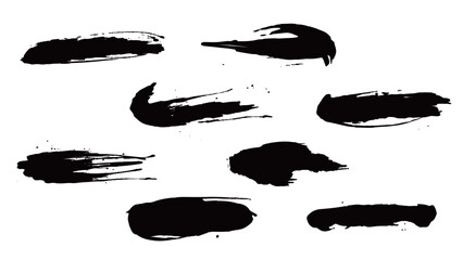 アナログタッチ素材：筆の質感　墨　インク　筆模様　波模様筆の筆跡素材。ブラシストローク