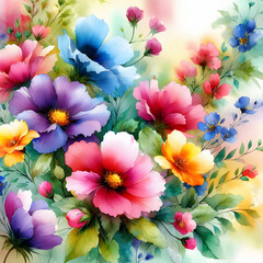 Piękna kwiatowa tapeta, sezon wiosenny, dekoracja generative ai - obrazy, fototapety, plakaty