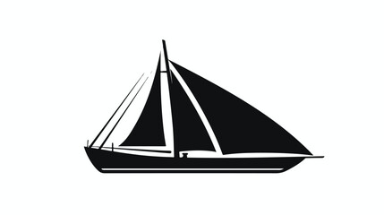 Boat  black silhouette vector icon Flat vector isolated