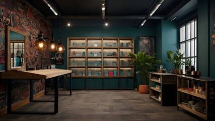 interior of a library,Transform your tattoo store into a visual masterpiece with our unique and diverse range of interior design styles. From industrial chic to bohemian vibes, we have the perfect ren