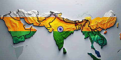India Map and Flag Background. generative ai 