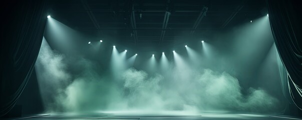 Smoky mint Light Shapes in the Dark,on the empty stage