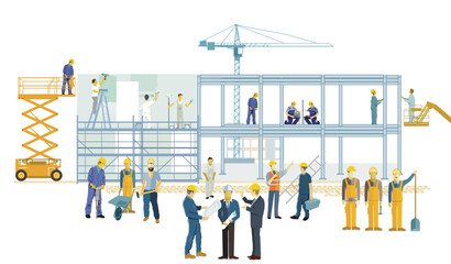 Handwerker auf der Baustelle,  illustration
