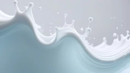 Zelfklevend Fotobehang Wave and splash of milk on white background © Elena