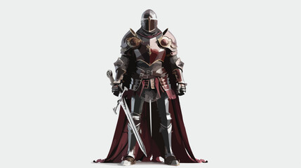CG rendering of a knight Flat vector isolated on white