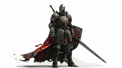 CG rendering of a knight Flat vector isolated on white