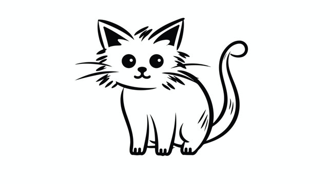 Cat outline illustration vector image. Hand drawn cat