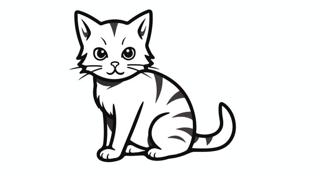 Cat outline illustration vector image. Hand drawn cat