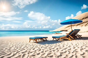 beach chairs and umbrella