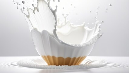 Milky with coffee splash on white background