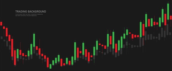 Obraz premium A chart of stock market crypto candlesticks on a black background. Analysis of investment trading in the field of cryptocurrencies, stocks and forex. Vector illustration.