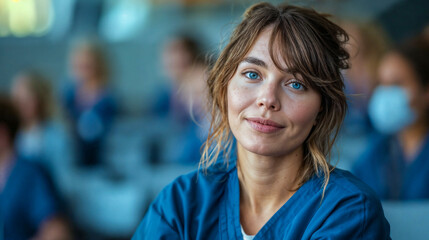 Focused Nurse During a Medical Team Meeting