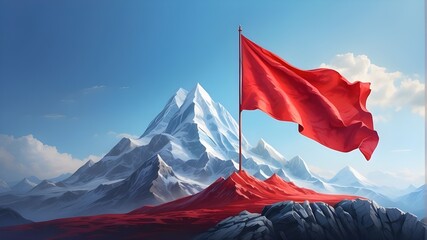 canadian flag on the mountain - obrazy, fototapety, plakaty