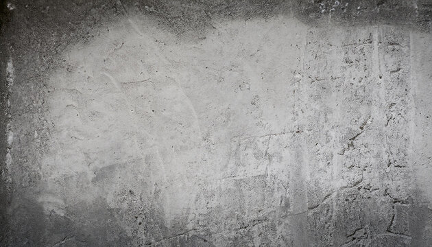 Plastered long panoramic concrete wall. Texture of old gray concrete wall for background. Grunge grey plaster large long surface. Abstract cement widescreen background