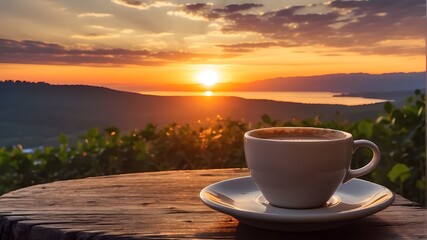 cup of coffee at sunset