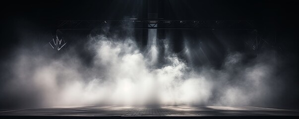 Smoky silver Light Shapes in the Dark,on the empty stage 