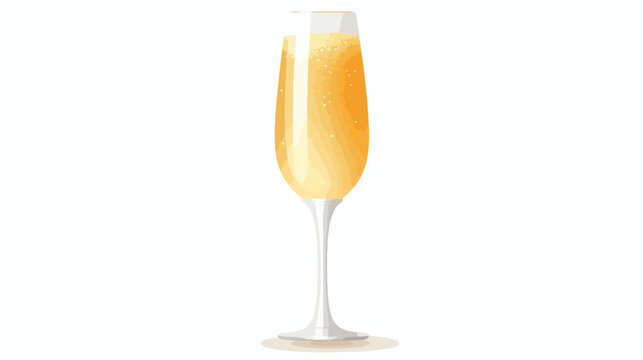 Crystal champagne glass over white Flat vector