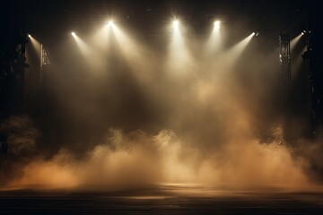 Smoky tan Light Shapes in the Dark,on the empty stage