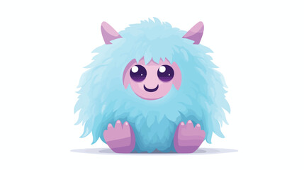 Cute Fluffy Monster Flat vector isolated on white background