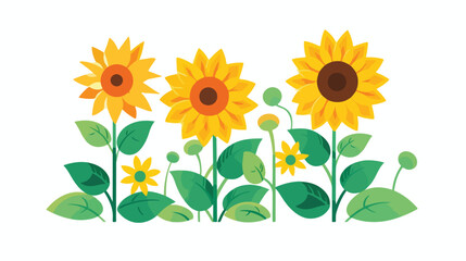 Cute sunflower garden isolated icon Flat vector