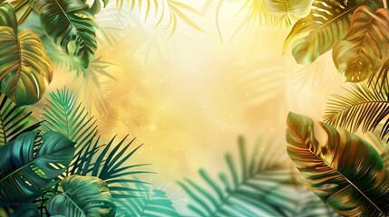 Naklejka premium Colorful summer background with abstract illustration with jungle exotic leaves