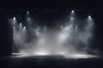 Smoky white Light Shapes in the Dark,on the empty stage