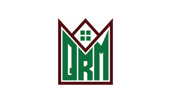 QRM initial letter builders real estate logo design vector. construction, housing, home marker, property, building, apartment, flat, compartment, business, corporate, house rent, rental, commercial