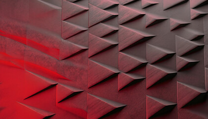 Abstract geometric shapes in black and red colors, 3D effects, dynamic trendy modern design as background, texture materials for technical packaging design, conceptual wall design,