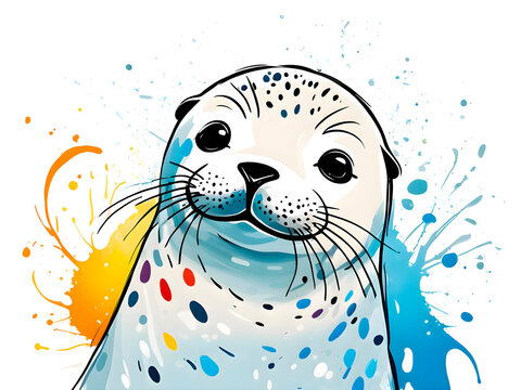 Illustrations of colorful and cute seals smiling at you in picture books