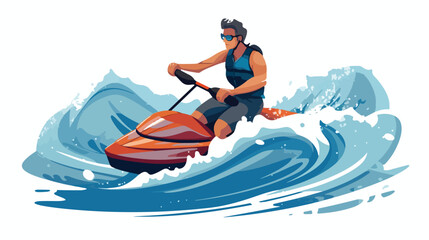 Fototapeta na wymiar Flat icon. Man riding on water. Sports on the waves.