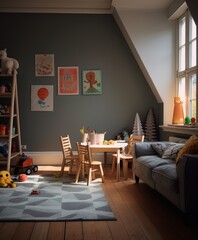 Childs Playroom With Couch, Table, and Chairs