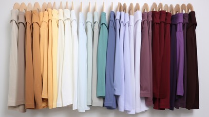 Assorted Colored Shirts Hanging on Wall
